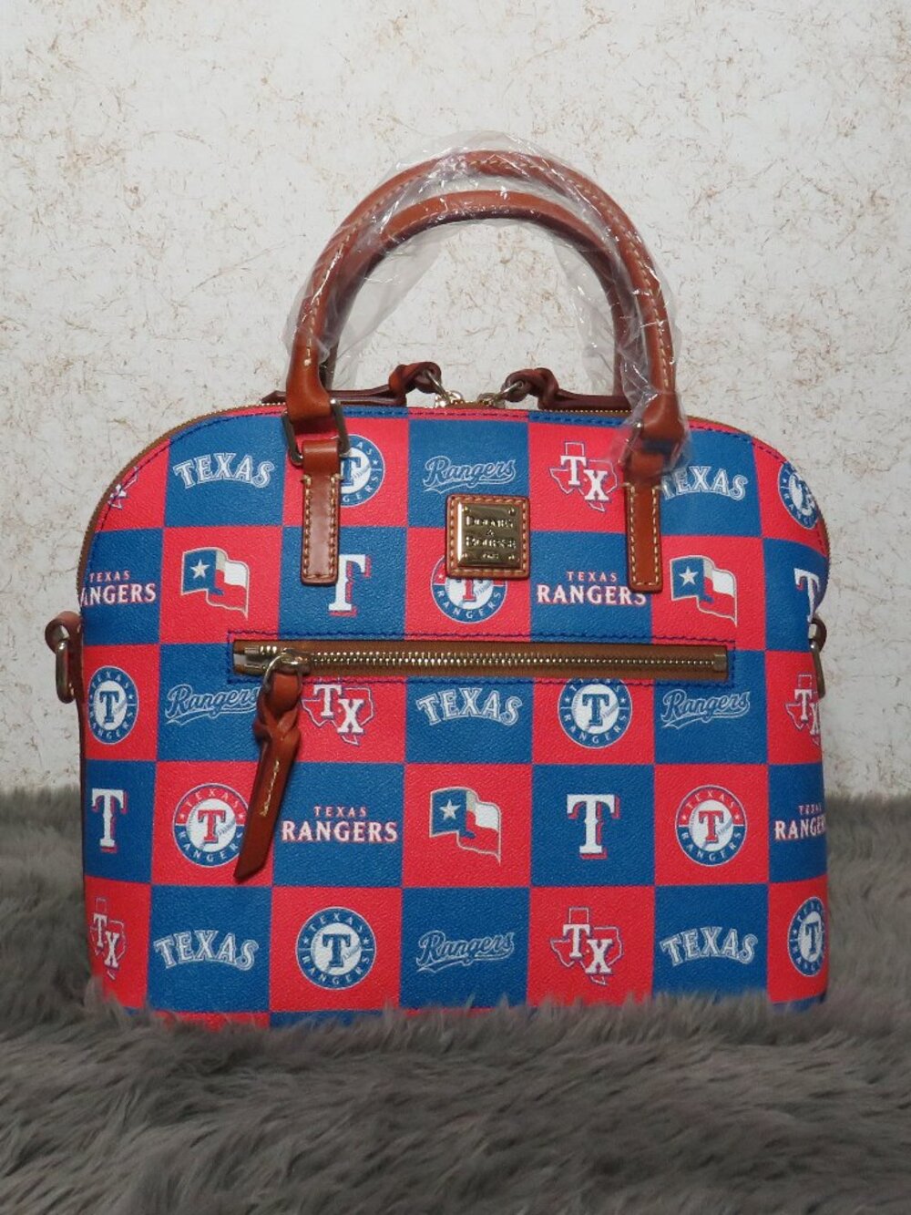 Dooney & Bourke NLB Texas Rangers Domed Zip Satchel (Blue)